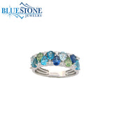 14KWG Multi-Colored Topaz & Sapphire & Diamond Ring - Size 7