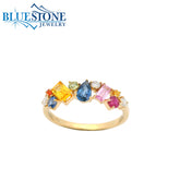14 Karat Yellow Gold Multi-Colored Sapphire Ring - Size 7