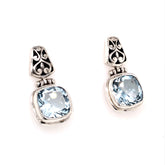 Sterling Silver Post Earrings w/ Blue Topaz - Small