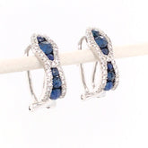 14KWG Omega-Back Earrings w/ Sapphires & Diamonds