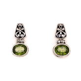 Sterling Silver Post Earrings w/ Oval Peridots