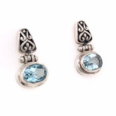 Sterling Silver Blue Topaz Earrings - Small