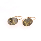 14K Yellow Gold Lever Back Earrings with Gold Quartz (8x6mm oval)