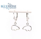 Sterling Silver Bear Outline Lever Back Earrings
