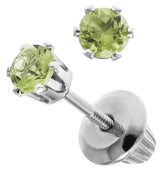 14kt White Gold 3mm Peridot Screw Back Stud Earrings