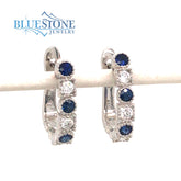 14kt White Gold Huggy Earrings with Sapphires and Diamonds