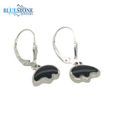 Silver Lever Back Earrings with Black Onyx Bears