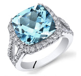 Sterling Silver Ring with Swiss Topaz and CZs- Size 6