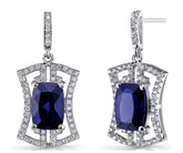 Sterling Silver Sapphire and CZ Earrings
