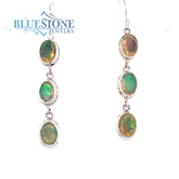 Sterling Silver Wire Earrings with Six 6mm x 8mm Faceted Natural Ethio