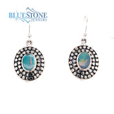 Sterling Silver Wire Double Dot Earrings with Two 6mm x 8mm Oval Natur