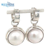 Sterling Silver White Pearl Huggy Earrings