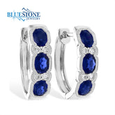 14k White Gold Earring with Sapphires & Diamonds