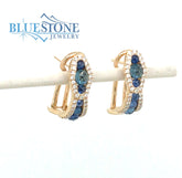 14 Karat Yellow Gold Earrings with Sapphire and Diamonds