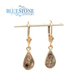 14K Yellow Gold Lever Back Earrings with Gold Quartz