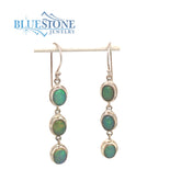 Sterling Silver Wire Earrings with Six 6mm x 8mm Cabochon Natural Ethi