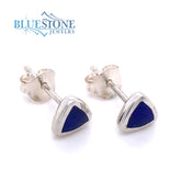 Sterling Silver Triangle Earrings with Lapis