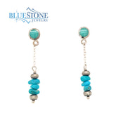 Sterling Silver Stud Earrings with Natural Turquoise