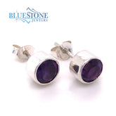 Sterling Silver Amethyst Stud Earrings- 6mm