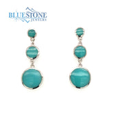 Sterling Silver Post Drop Earrings with 10 Round Turquoise