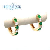 14kt Yellow Gold Emerald and Diamond Earrings