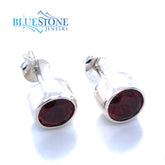 Silver Garnet Stud Earrings