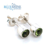 Silver Peridot Stud Earrings
