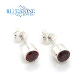 Silver Garnet Stud Earrings