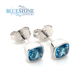 14KT White Gold Earrings with Blue Topaz