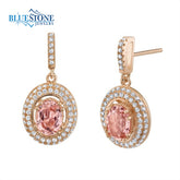 Rose Gold Plated Silver Stud Earrings with Morganite and CZs