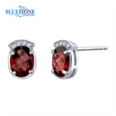 Silver Garnet and CZ Earrings