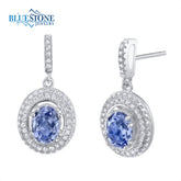 Silver Tanzanite and CZ Earrings