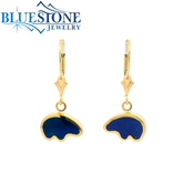 14 Karat Yellow Gold Lever Back Earrings with Lapis Bears