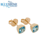 14 Karat Yellow Gold Earrings with Blue Topazes