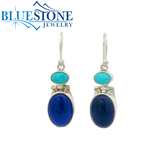 Sterling Silver Turquoise and Lapis French Wire Earrings