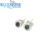 Silver Abalone Stud Earrings -6mm