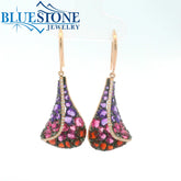 14KRG Earrings with Amethyst,Tourmaline, Garnet & Diamonds