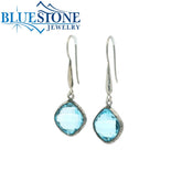 Sterling Silver Wire Earrings w/ Blue Topaz