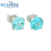 14 Karat White Gold Paraiba Tourmaline Stud Earrings - 6mm