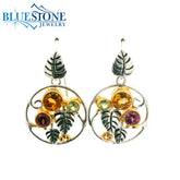 Silver & Gold Earrings with Citrines, Garnets & Peridot