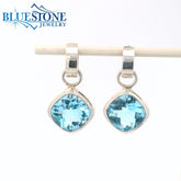 Sterling Silver Blue Topaz Huggie Earrings