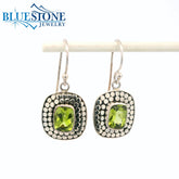 Sterling Silver Double Dot Wire Earrings w/ Peridot