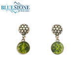 Sterling Silver Dot Post Drop Earrings w/ Peridot