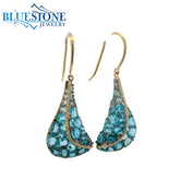 14KY Gold Earrings w/ Sky, London & Swiss Blue Topaz & Diamonds