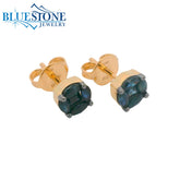 14 Karat Yellow Gold Sapphire Stud Earrings