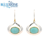 Silver & Gold Earrings with Amazonite Gemstones