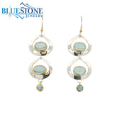 Silver & Gold Earrings w/ Sky Blue Topaz & Blue Topaz Gemstones