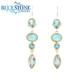 Silver & Gold Earrings w/ Topaz & Mother of Pearl Triplet