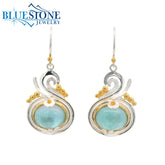 Silver & Gold Earrings with Amazonite Gemstones