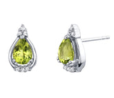 Silver Peridot and CZ Earrings